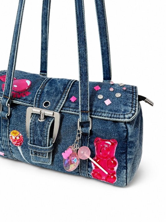 Borsa Baguette Denim - Bubble Kiss