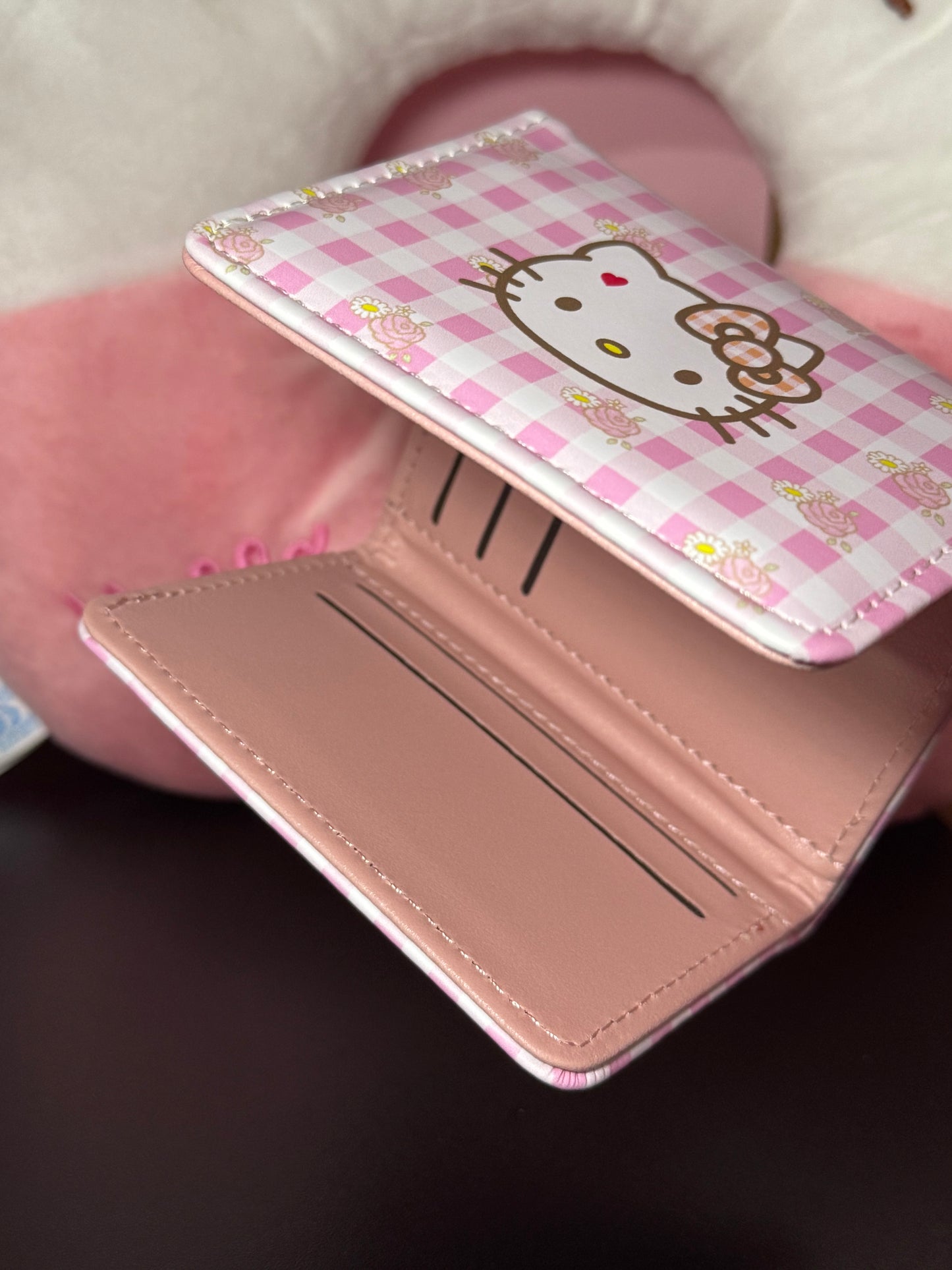 Mini Portafoglio Quadretti Rosa Kitty