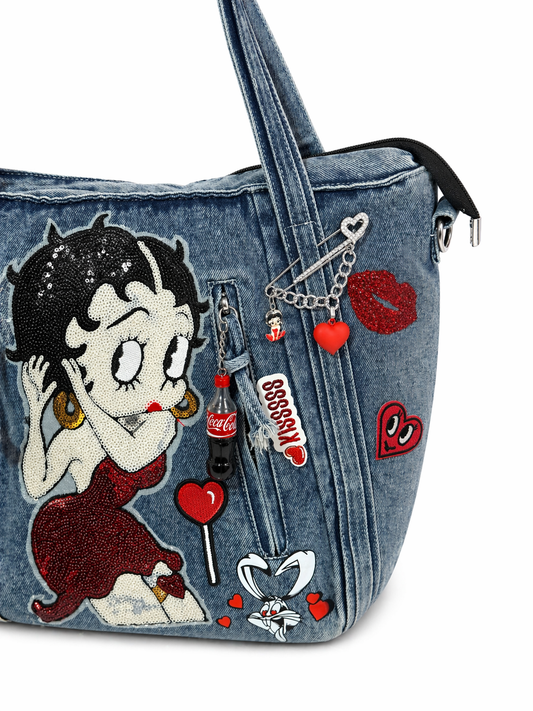 Denim Tote Bag - Boop It Girl