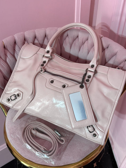 City Bag - Laccata Lucido - con Accessorio Specchietto - Tracolla regolabile
