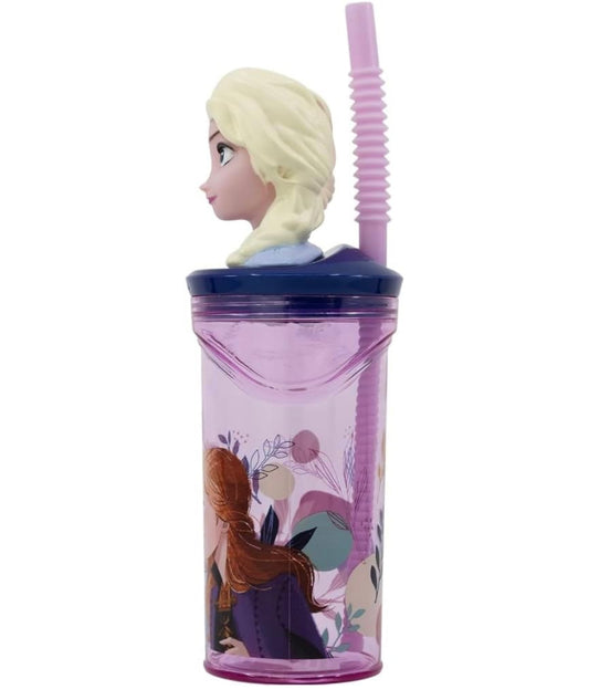 Bicchiere Disney Frozen 3D da 360 ml con cannuccia