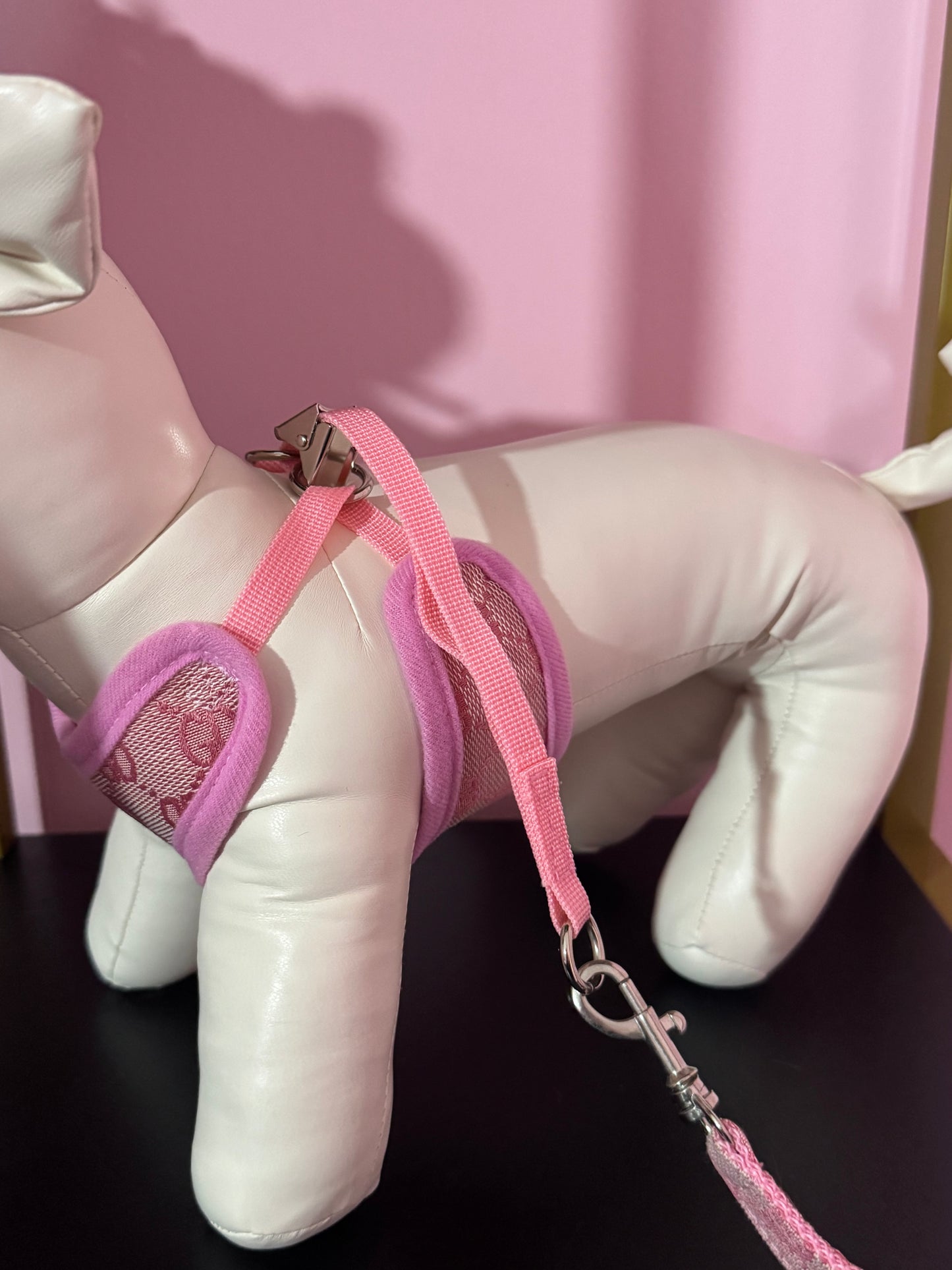 Pettorina + Guinzaglio Rosa Luxury