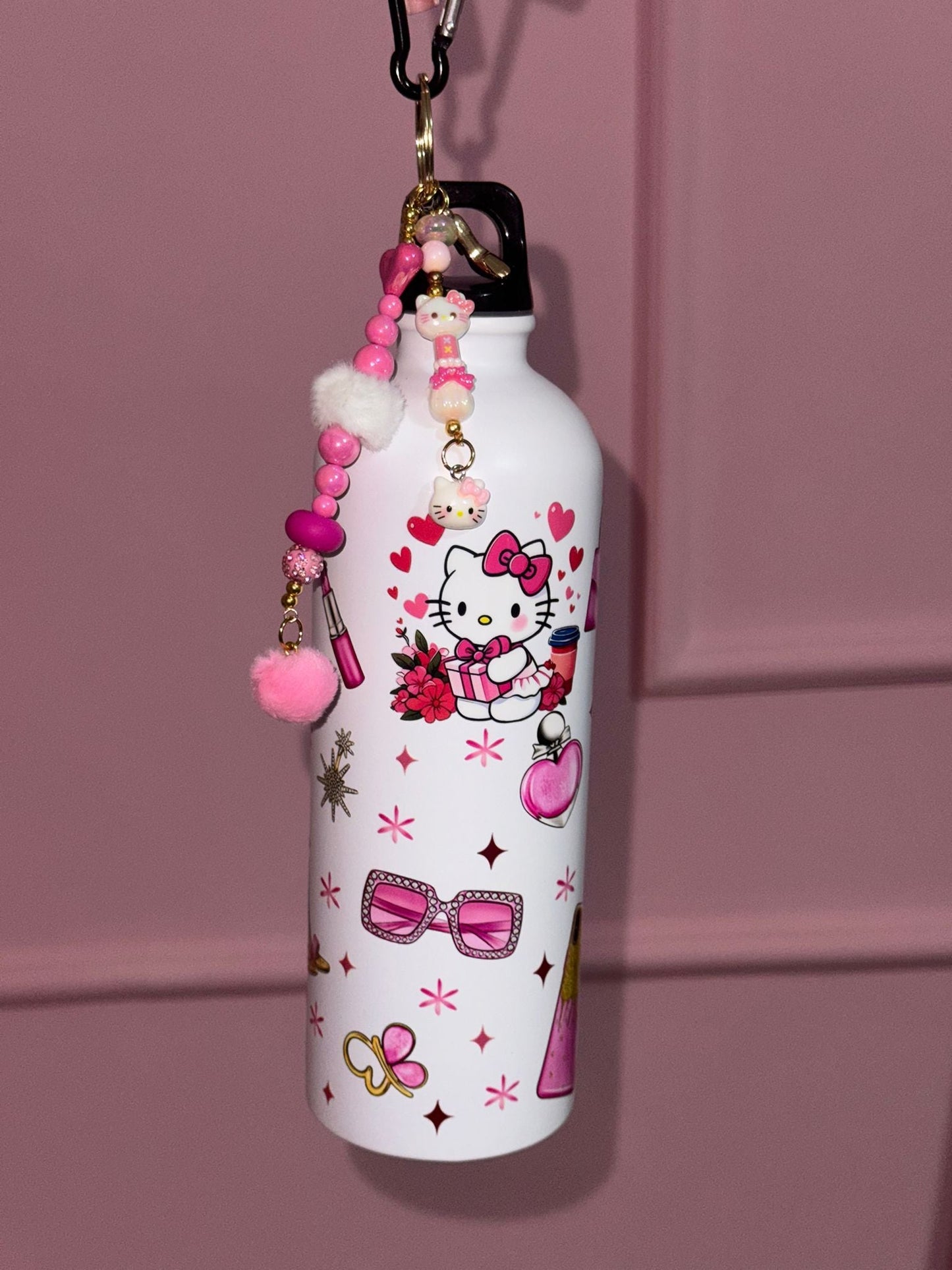 Borraccia con coperchio e ciondoli, 750 ml acciaio inossidabile, ideale per la scuola e i viaggi, regalo adorabile