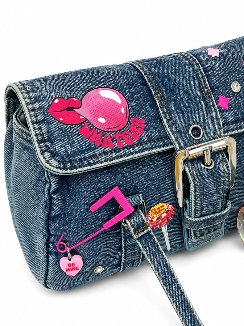 Borsa Baguette Denim - Bubble Kiss