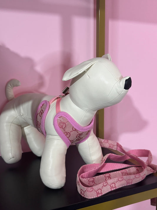 Pettorina + Guinzaglio Rosa Luxury