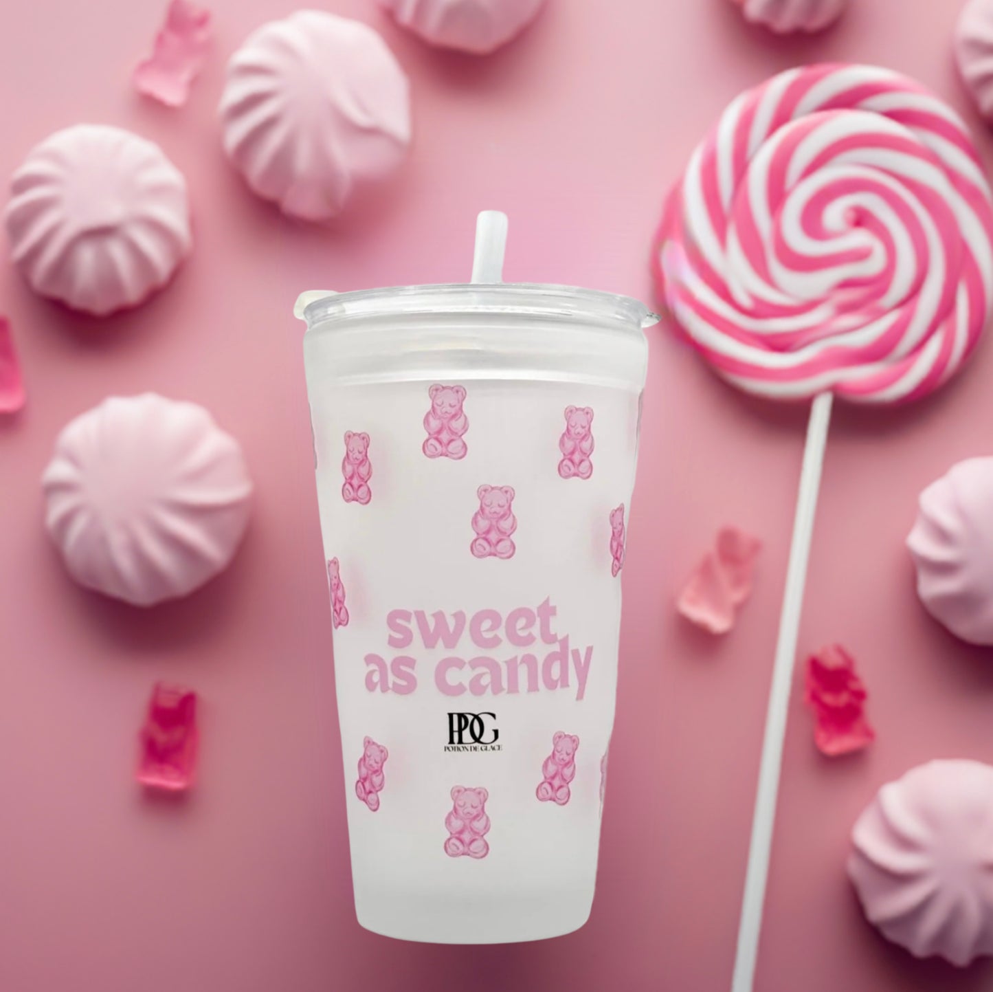 Bicchiere con cannuccia sweet candy 450 ml