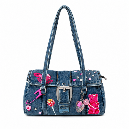 Borsa Baguette Denim - Bubble Kiss