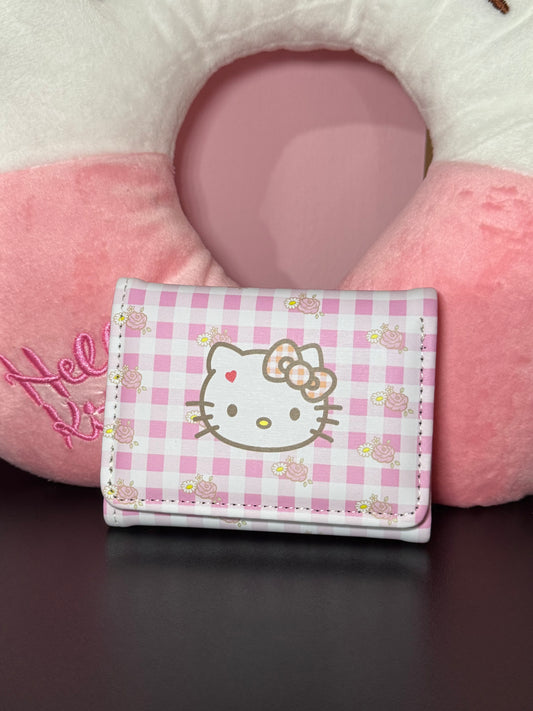 Mini Portafoglio Quadretti Rosa Kitty