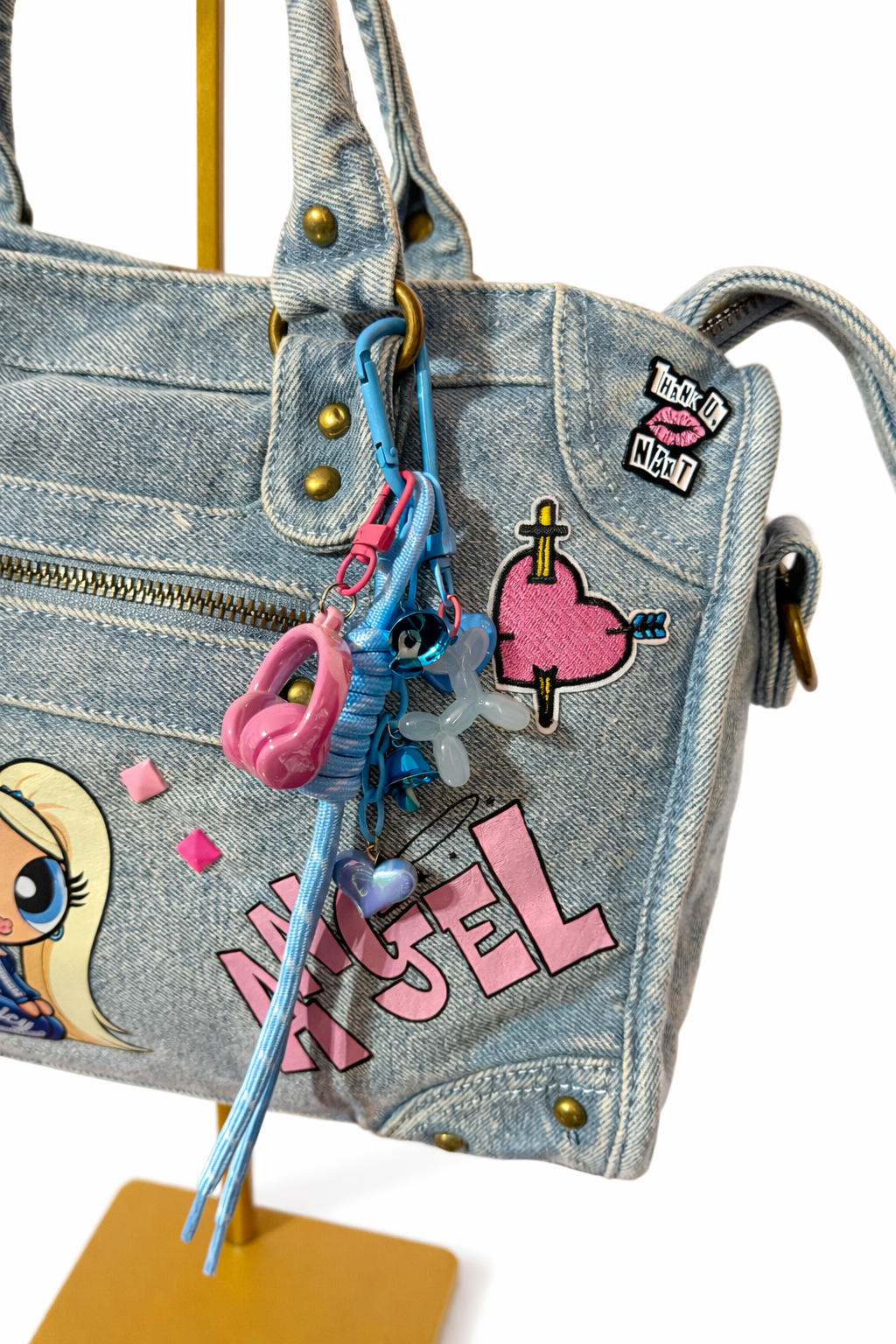 Borsa City Denim Grande con tracolla regolabile - 37x26x15cm