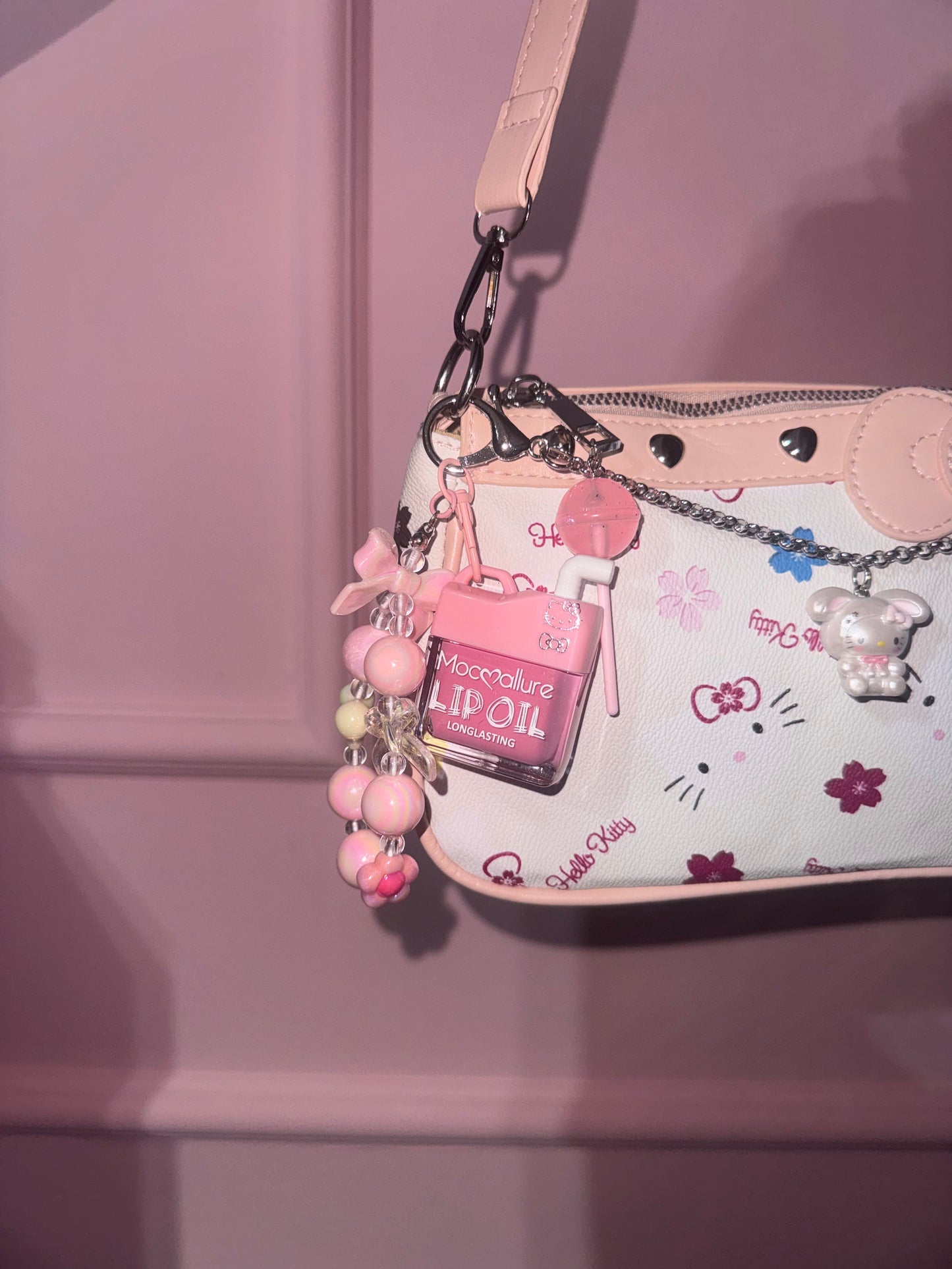 Sweet Kitty Mini Bag - borsa Y2K con charm & lip oil
