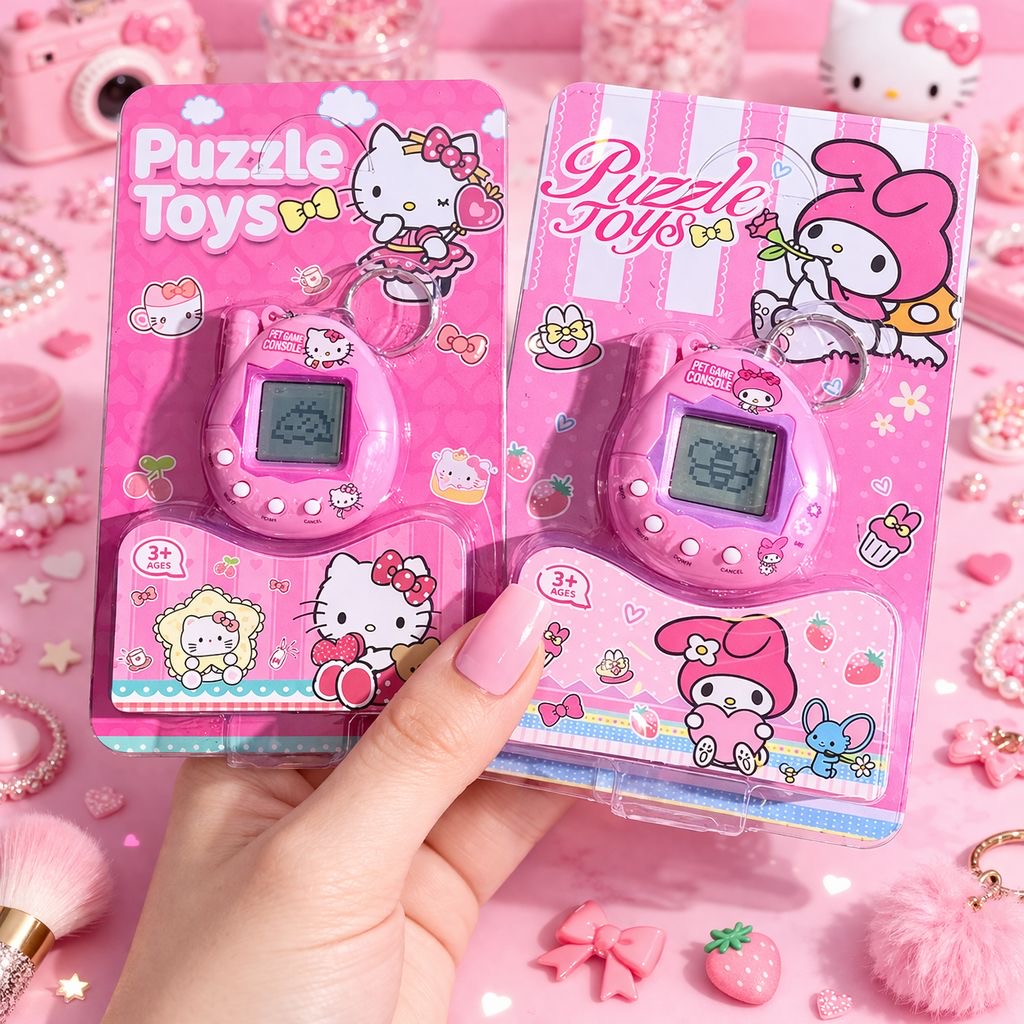 Kitty Portachiavi Mini Game Console - Tamagotchi Puzzle Toys - Gioco Portatile con Pet Game, Regalo Kawaii