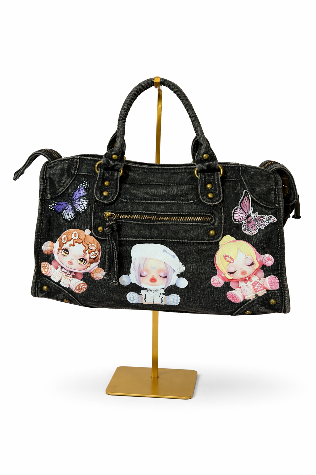 Borsa City Denim Grande con tracolla regolabile - 37x26x15cm