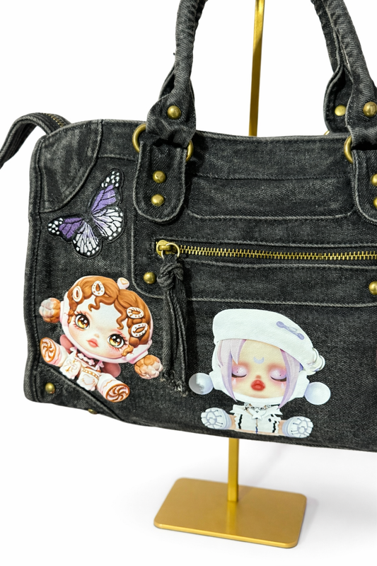 Borsa City Denim - Skull Buttefly