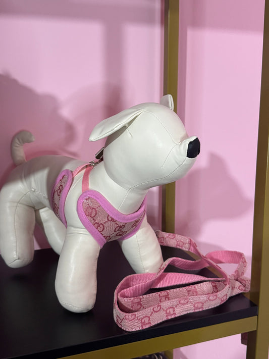 Pettorina + Guinzaglio Rosa Luxury