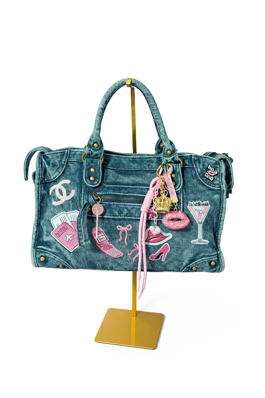 Borsa City Denim Grande con tracolla regolabile - 37x26x15cm