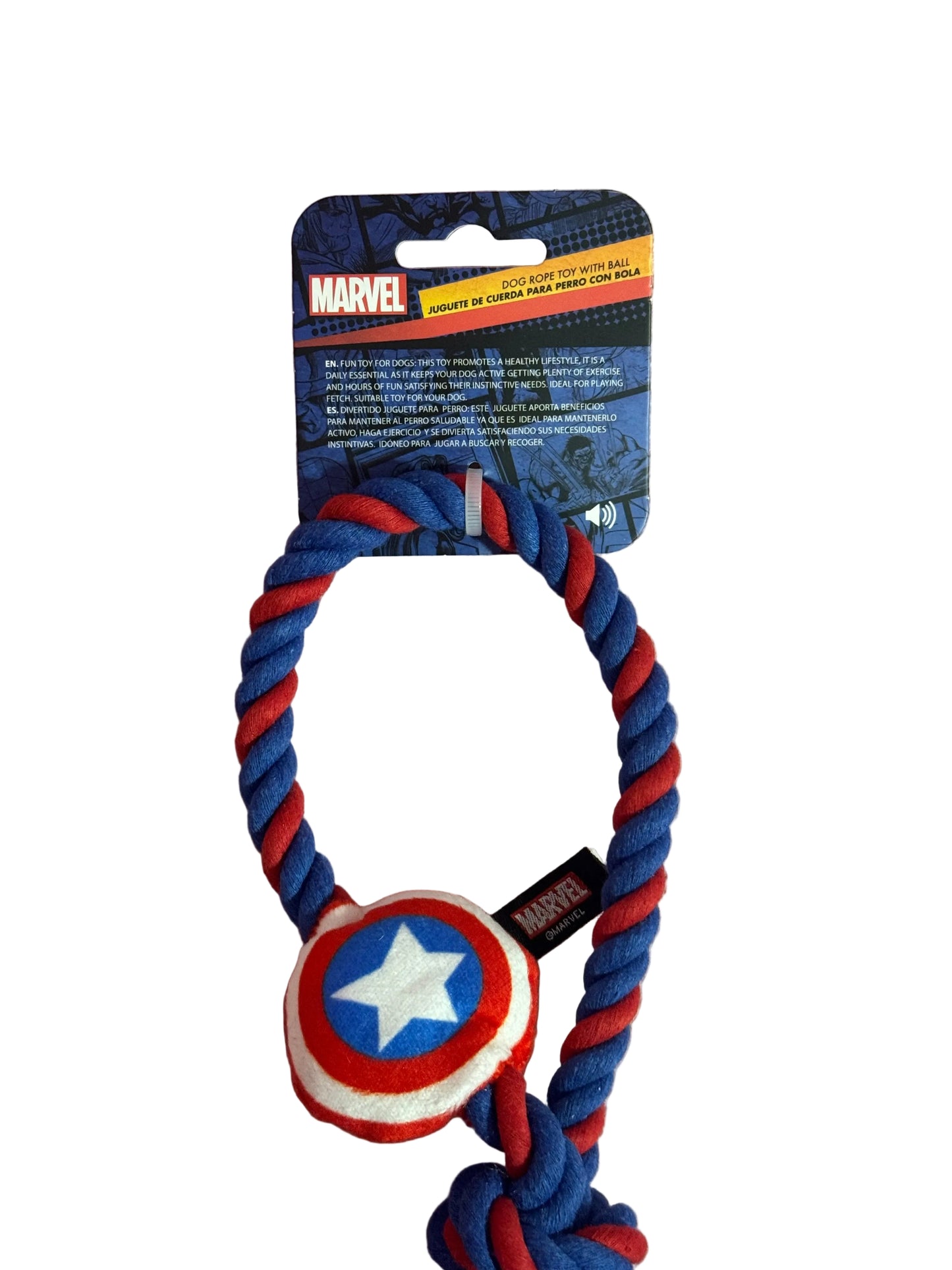 Marvel Giocattolo con suono e corda per cane