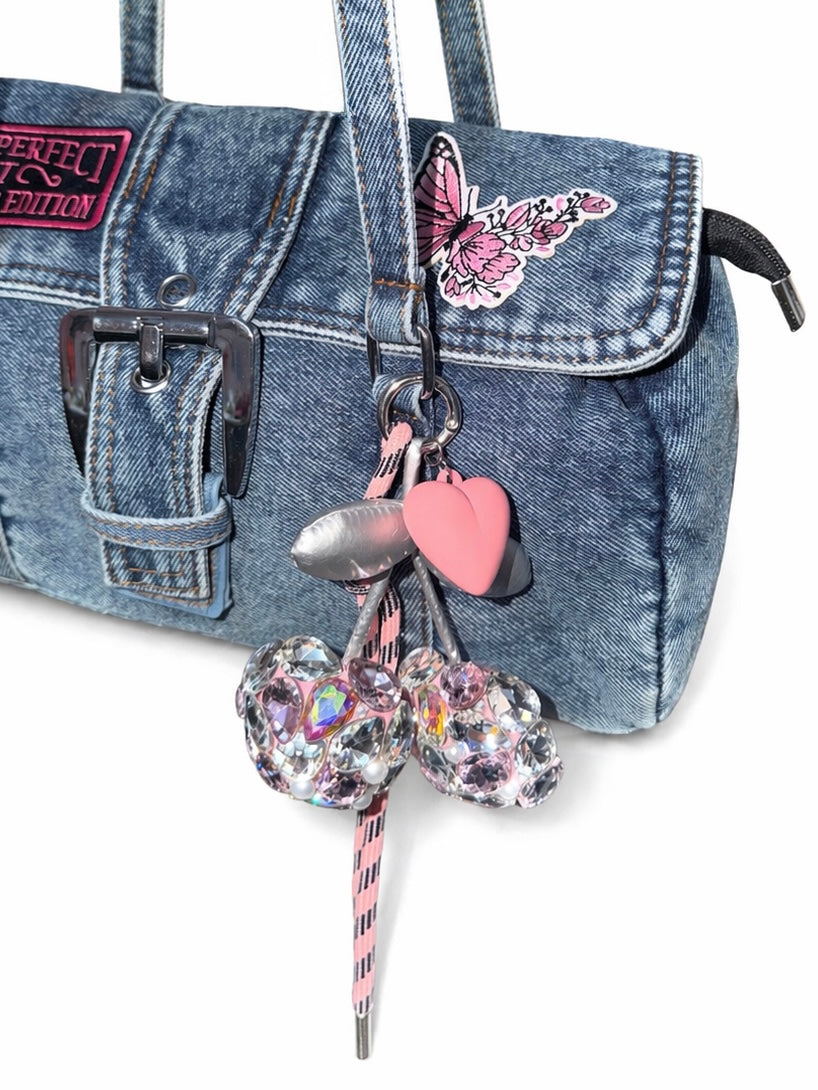 Borsa Baguette Denim - Pink Cherry Edition