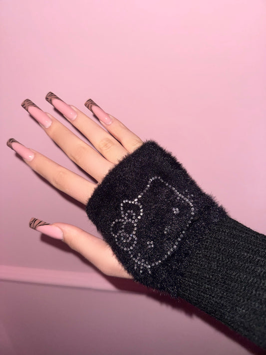 Guanti neri Hello Kitty