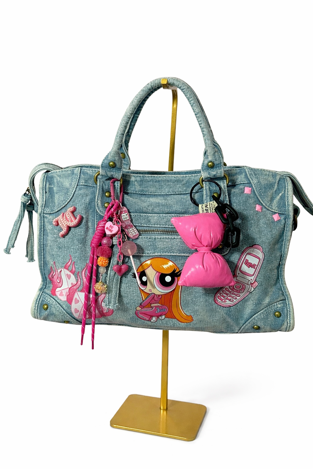 Borsa City Denim Grande con tracolla regolabile - 37x26x15cm