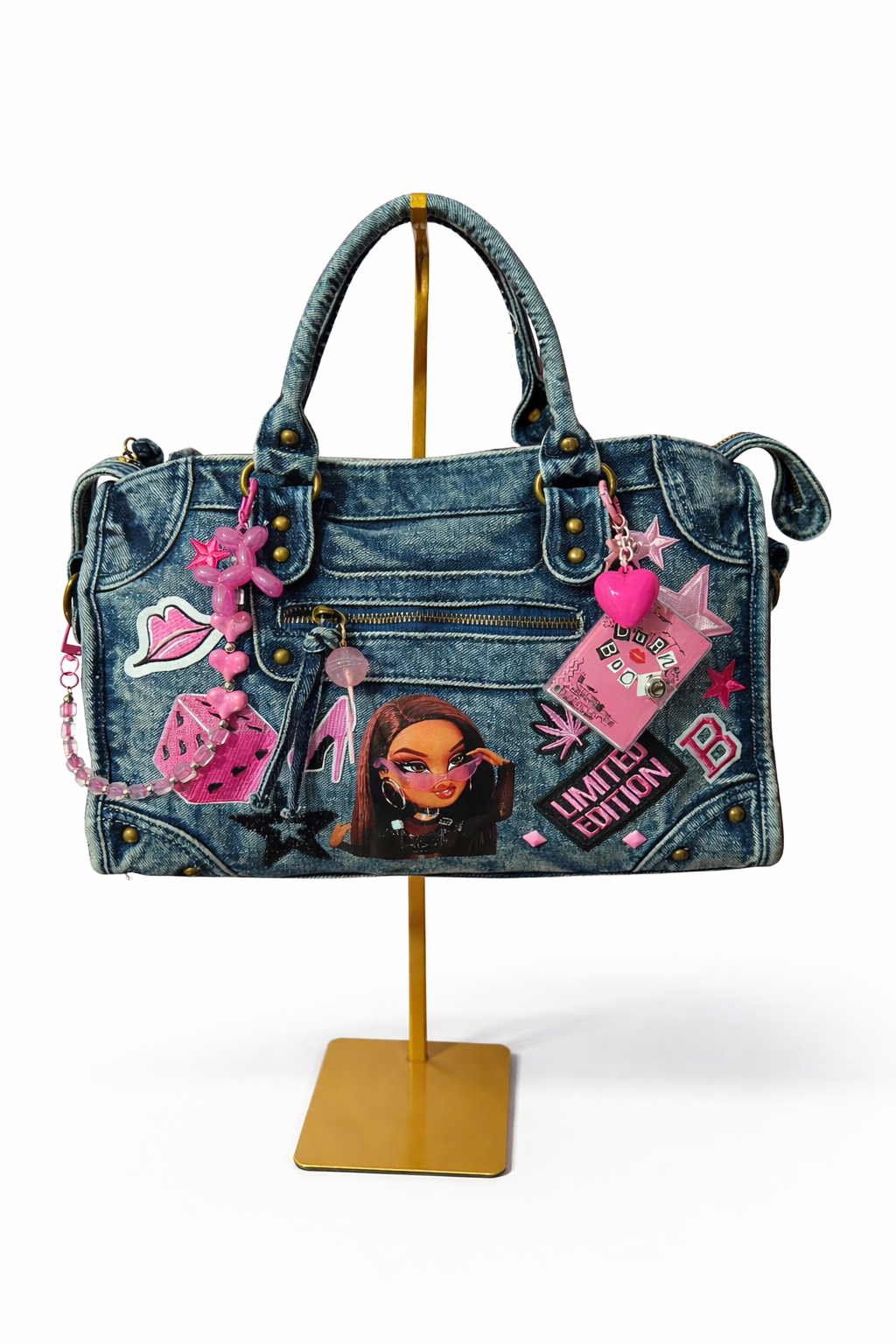 Borsa City Denim Grande con tracolla regolabile - 37x26x15cm