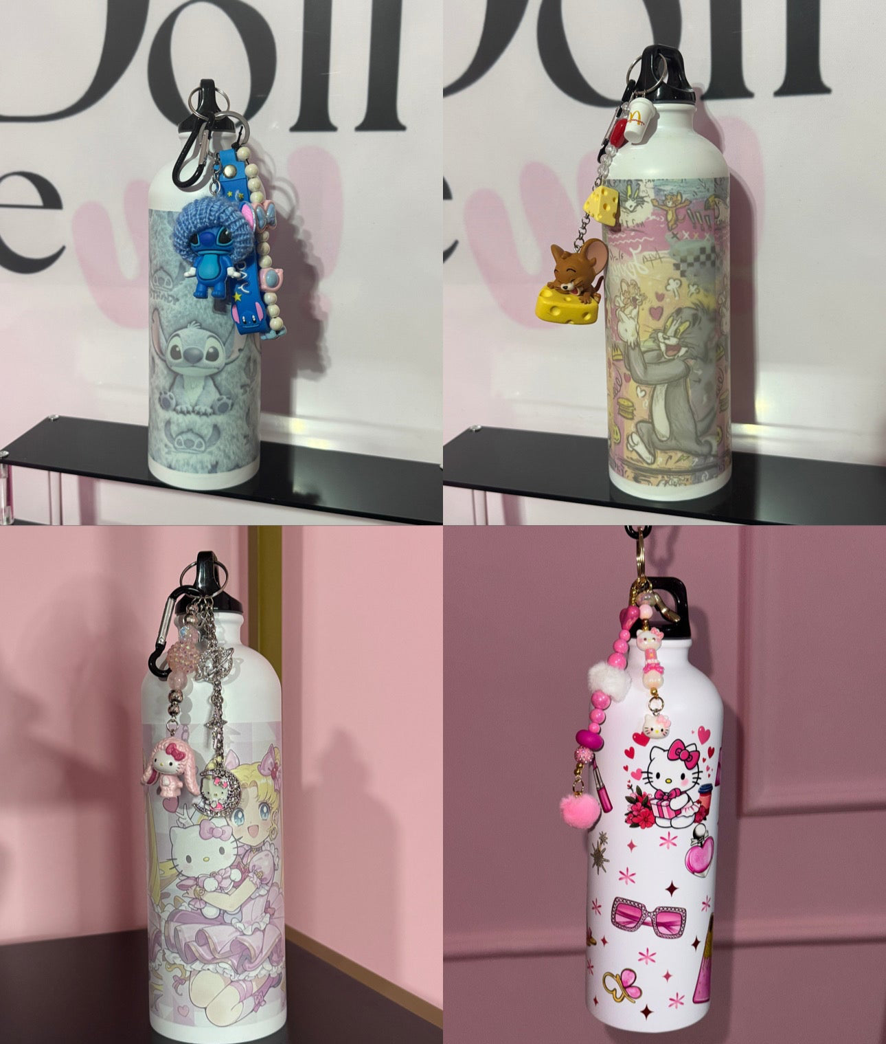 Borraccia con coperchio e ciondoli, 750 ml acciaio inossidabile, ideale per la scuola e i viaggi, regalo adorabile