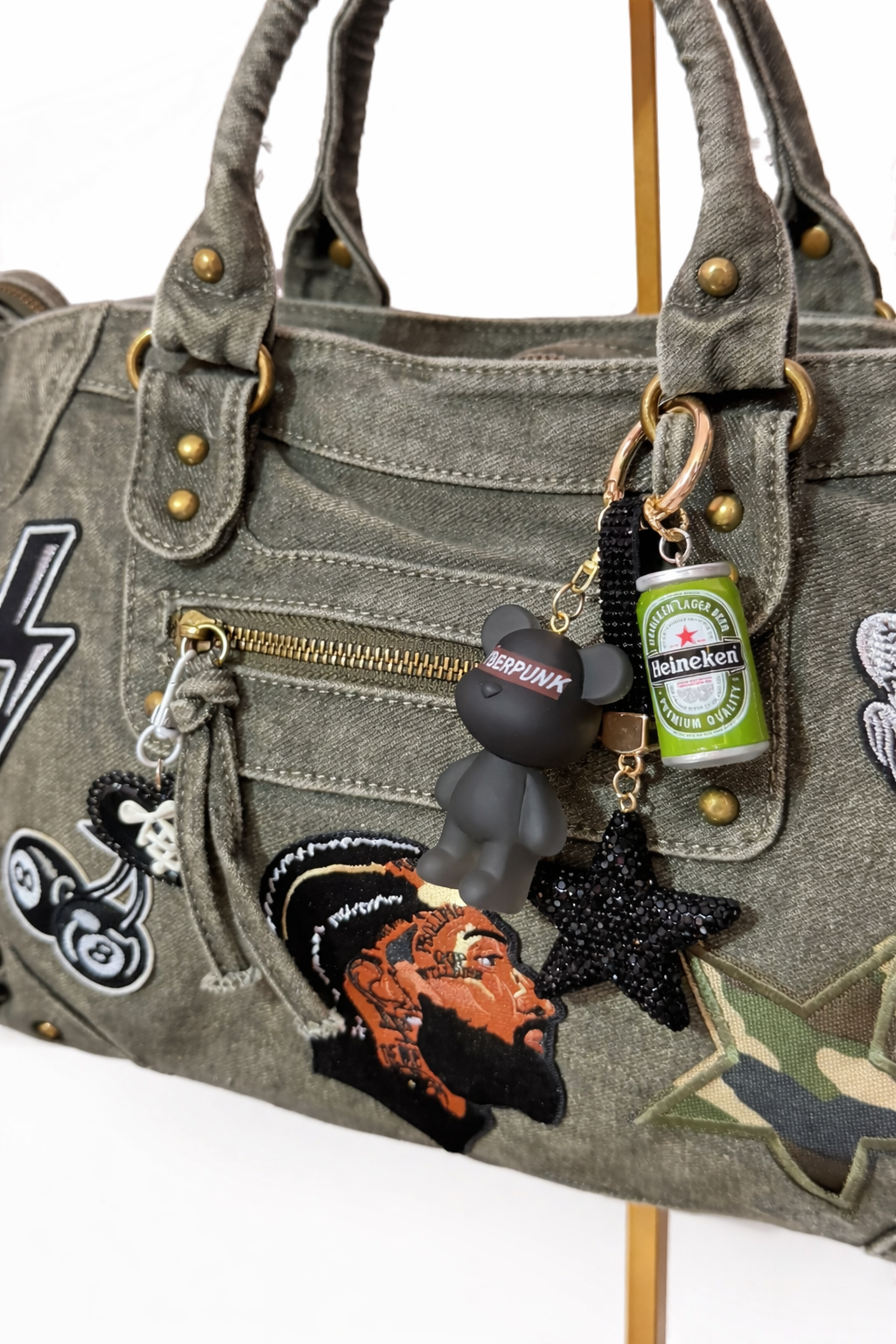 Borsa City Denim Grande con tracolla regolabile - 37x26x15cm