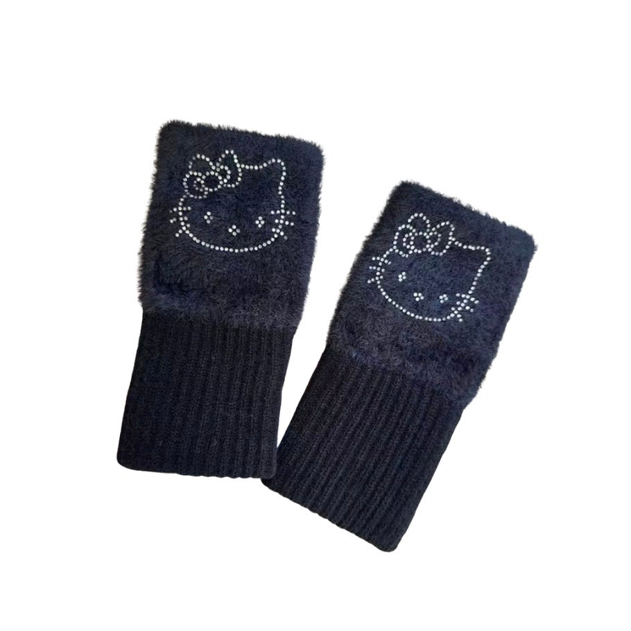 Guanti neri Hello Kitty