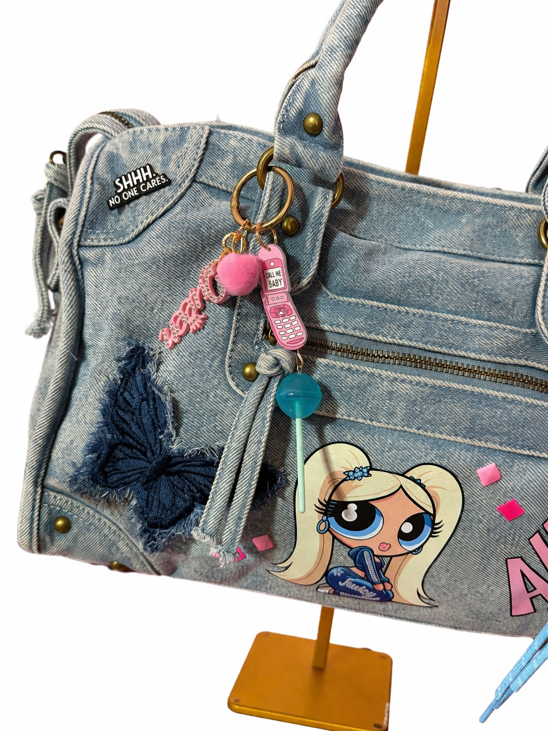 Borsa City Denim Grande con tracolla regolabile - 37x26x15cm