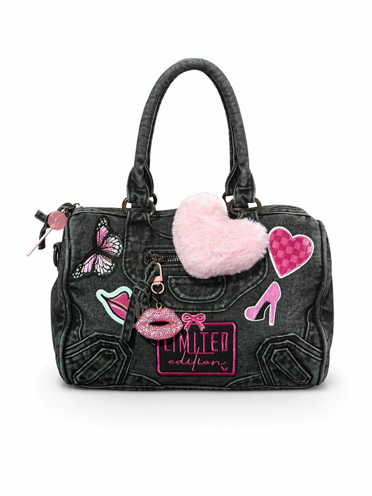 Borsa Denim - Pink Lips Limited 28x20x14 cm