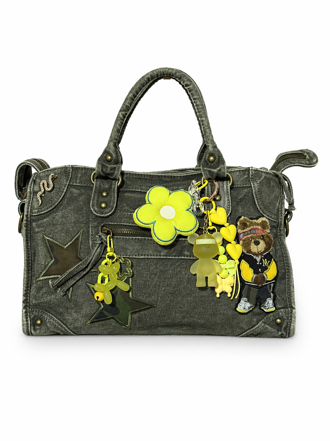 Borsa City Denim Grande con tracolla regolabile - 37x26x15cm