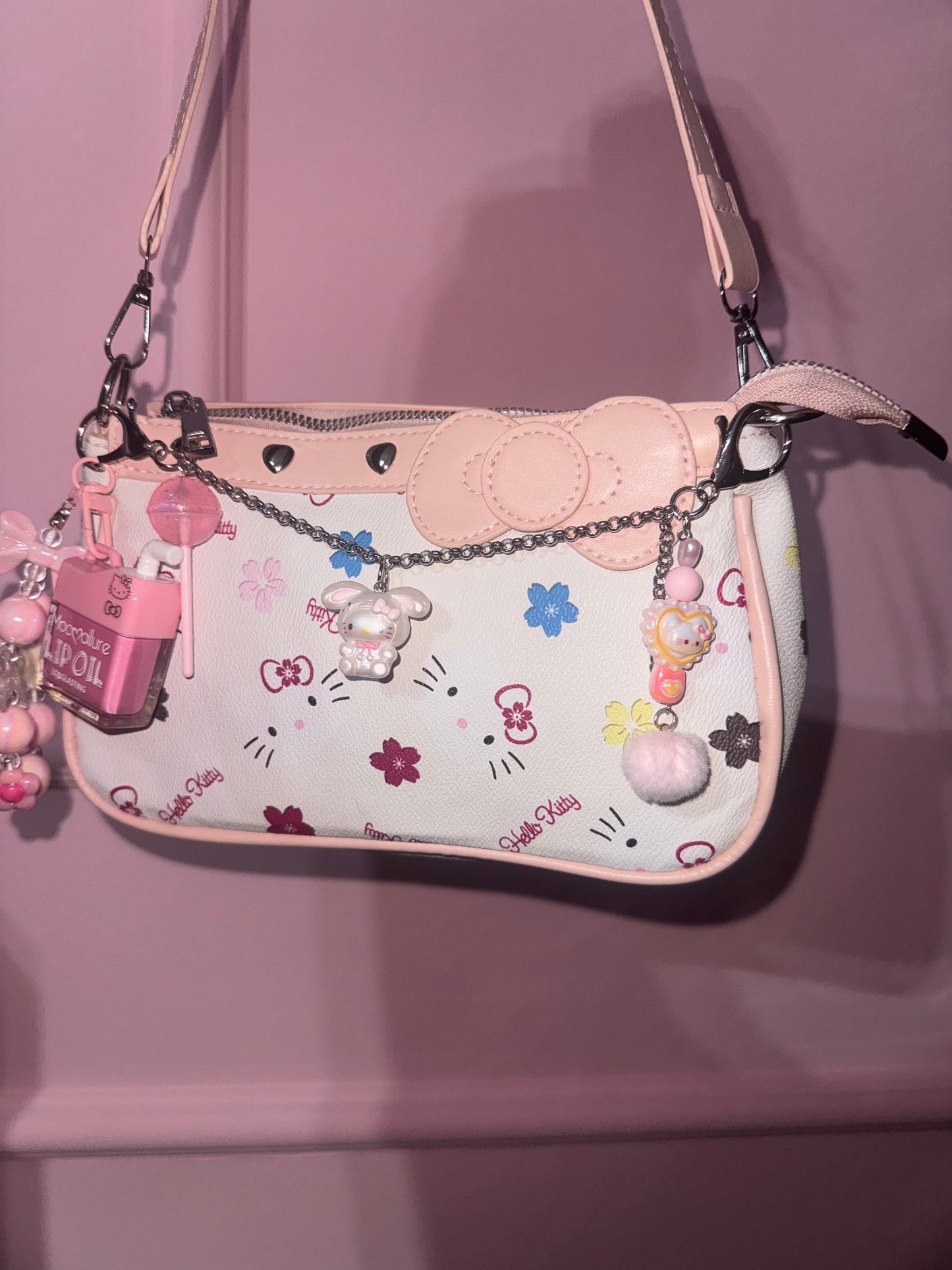 Sweet Kitty Mini Bag - borsa Y2K con charm & lip oil