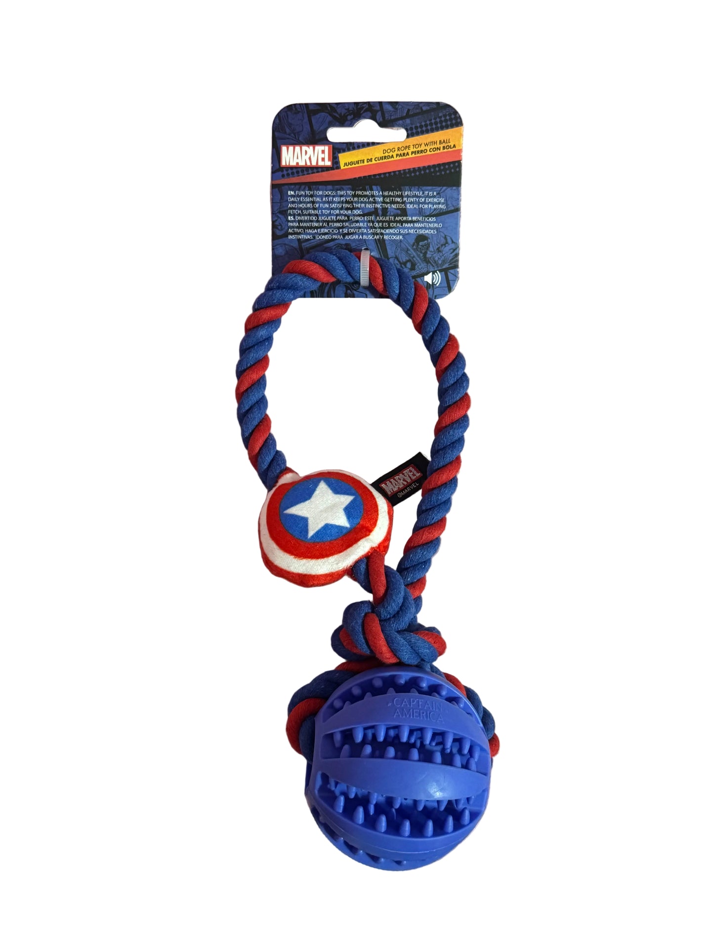 Marvel Giocattolo con suono e corda per cane