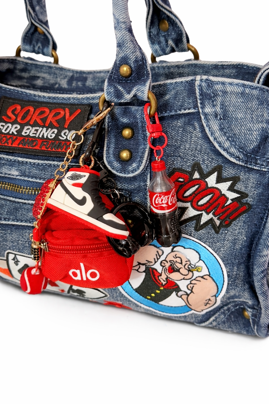 Borsa City Denim Grande con tracolla regolabile - 37x26x15cm