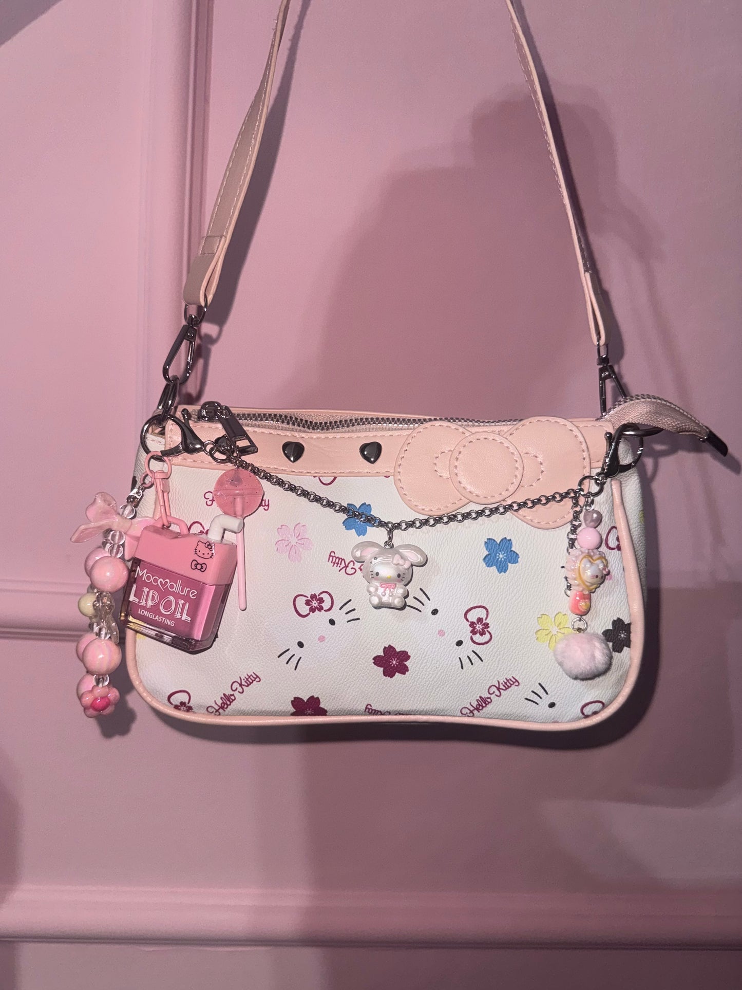Sweet Kitty Mini Bag - borsa Y2K con charm & lip oil