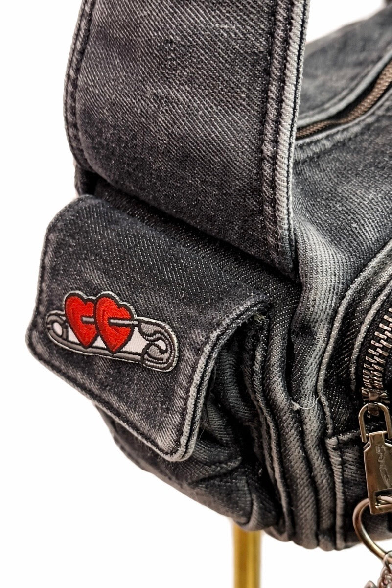 Borsa Cargo Denim Y2K Multi Tasche - Heartbreaker Doll 18x13x7 cm