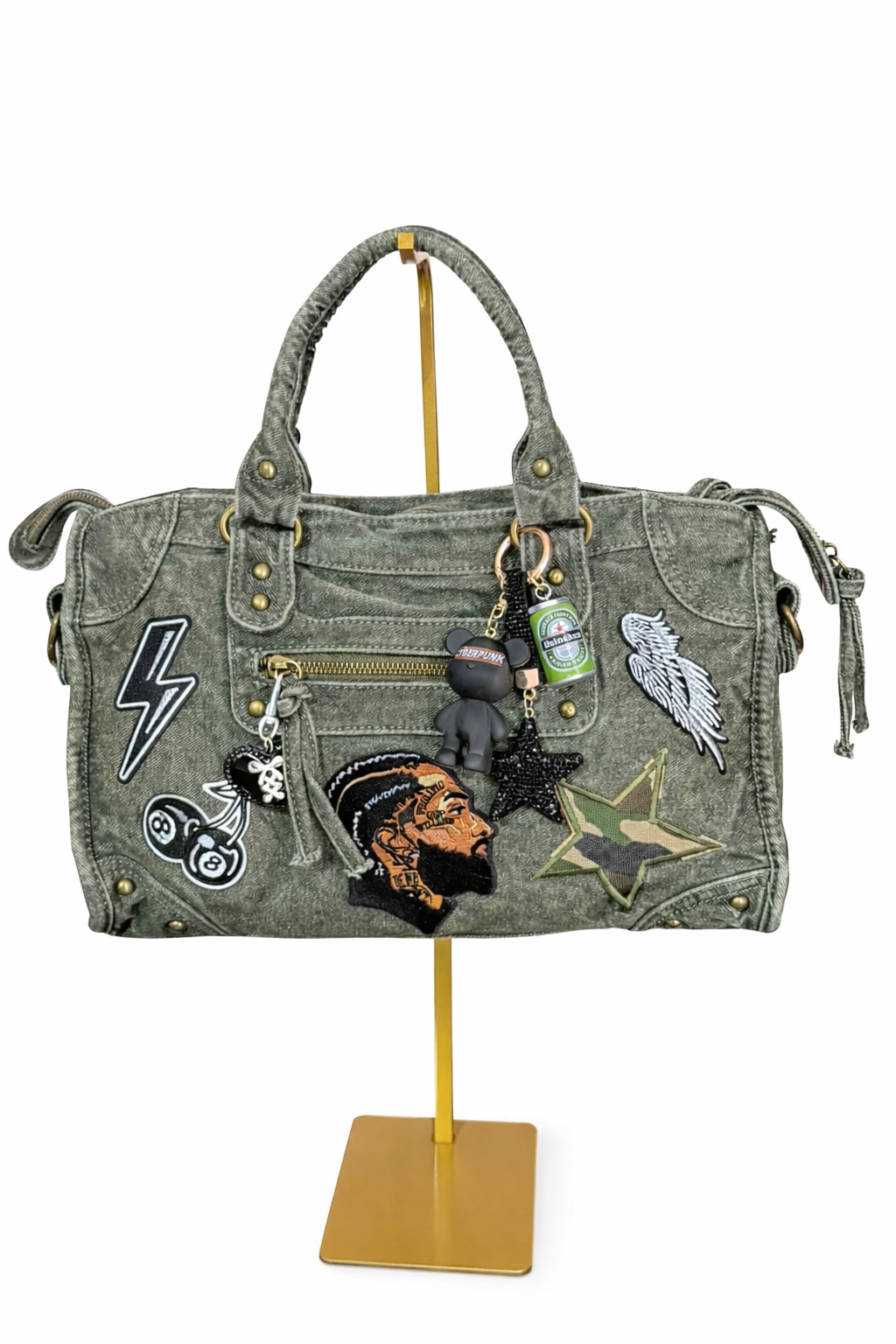 Borsa City Denim Grande con tracolla regolabile - 37x26x15cm