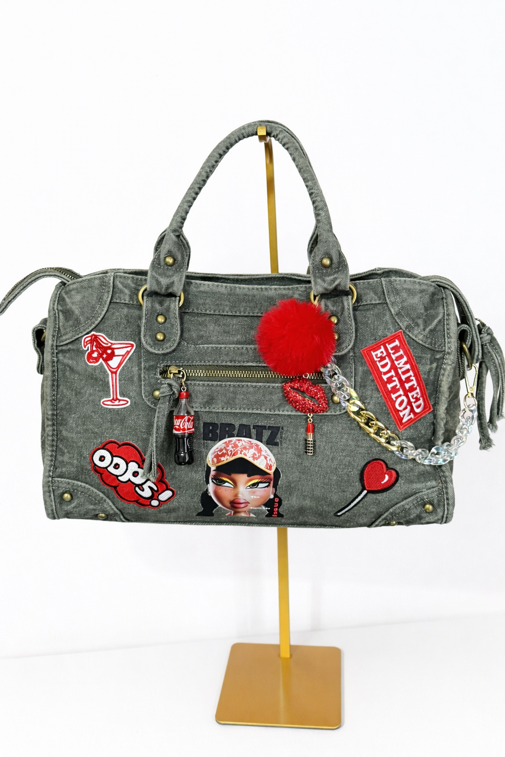 Borsa City Denim Grande con tracolla regolabile - 37x26x15cm